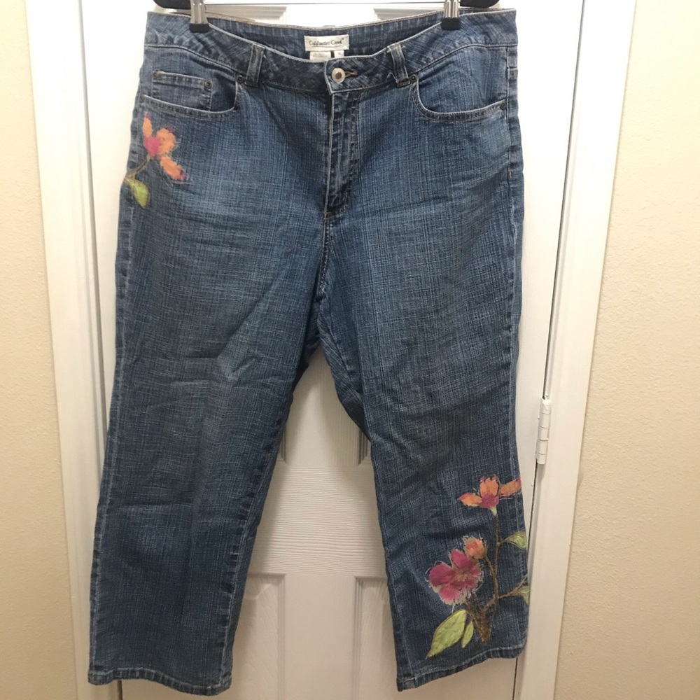 Coldwater Creek Floral Printed Denim Capris